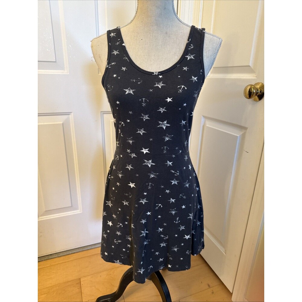 YOU’RE A STAR Ocean Drive gray star print mini fit and flare Dress junior Size M